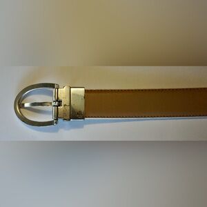Ralph Lauren Tan Leather Belt with Silver Buckle